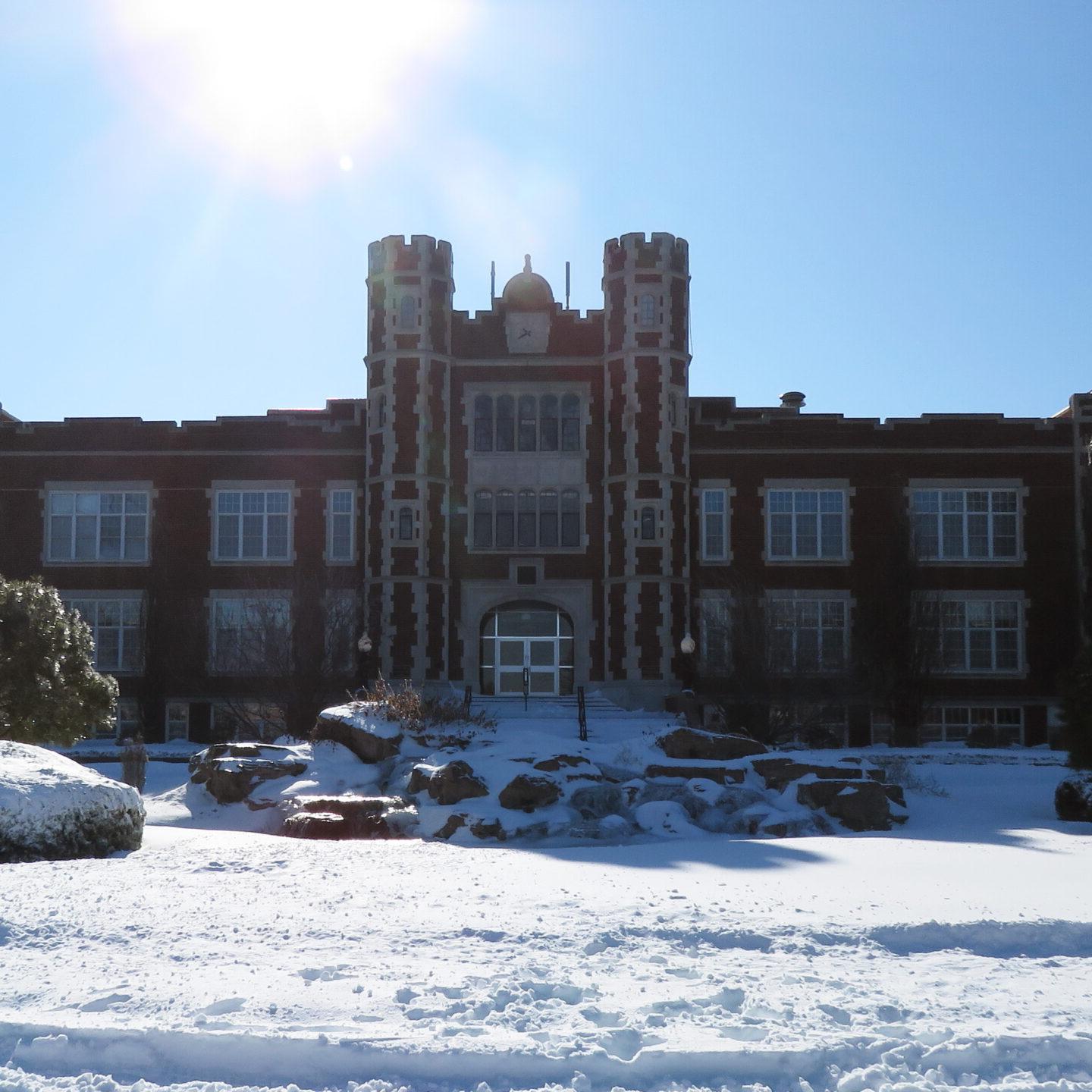 Pioneer Hall with record snowfall